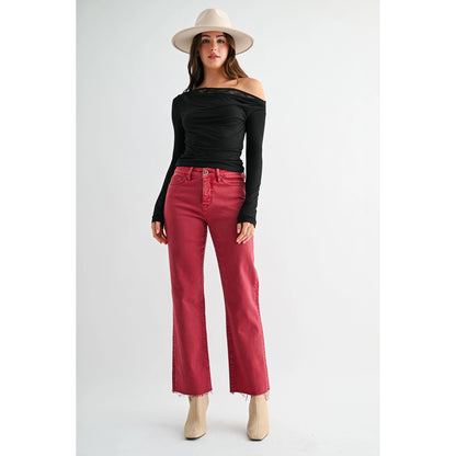 Cranberry Crush High Rise Straight Ankle Jeans