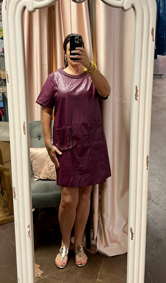 Faux Leather Plum Dress By Entro