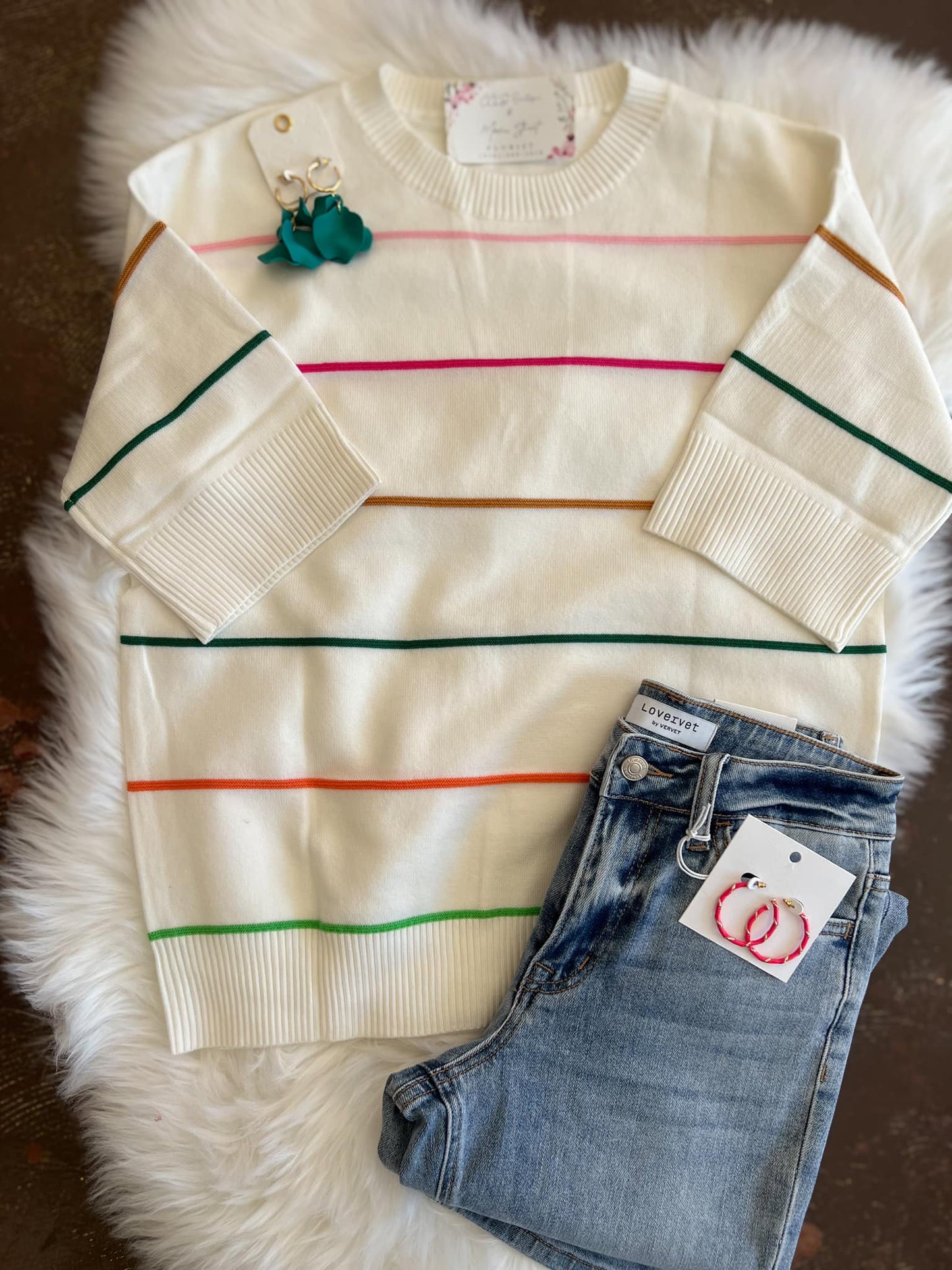 Pop Of Color Crochet Stripe Top