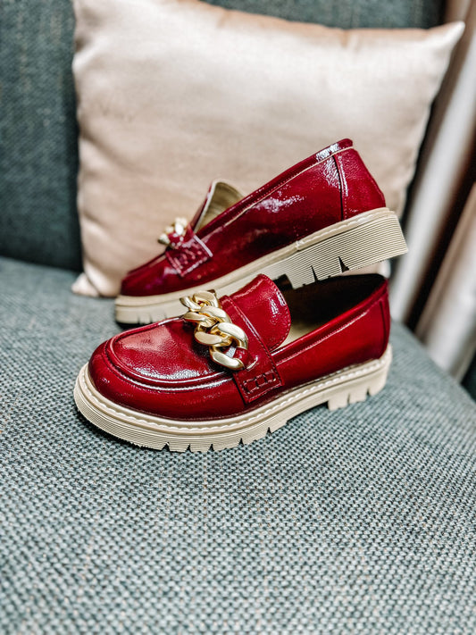 Corky's Dark Red Crinkle Patent Not Literally Shoes