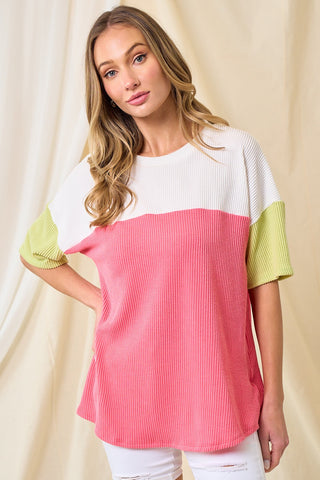 Calling Your Name Color Block Top - Lime