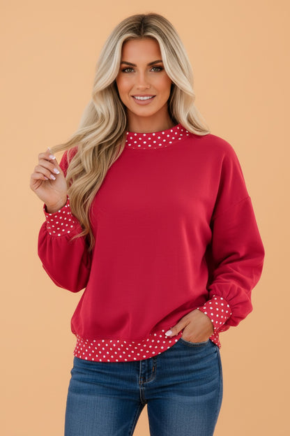 Pretty in Polka Dots Sweatshirt – Red