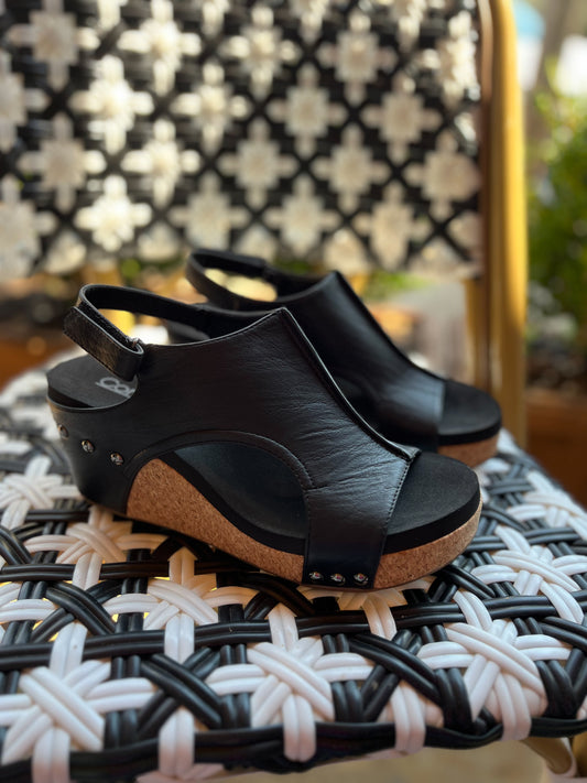 Carley Black Smooth Wedge By Corky's