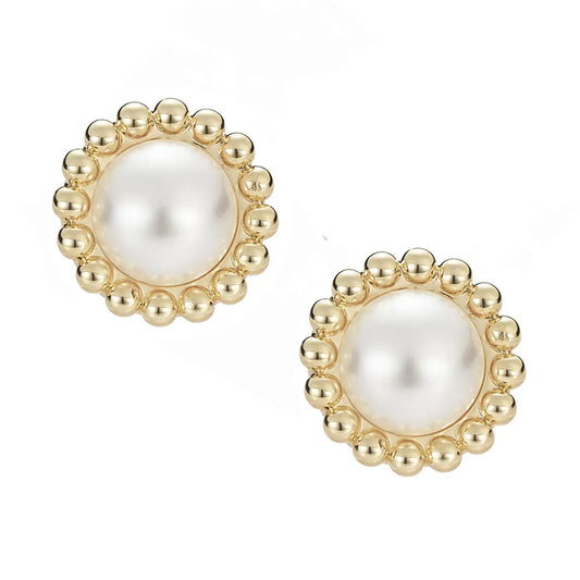 Allure Stud Earrings in Ivory Pearl/Gold