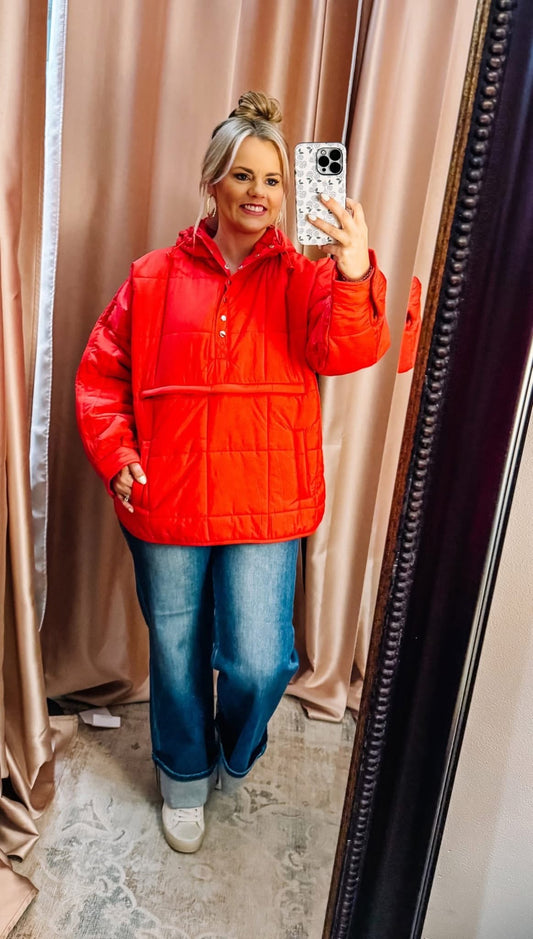 Peyton Puffer Pullover - Red