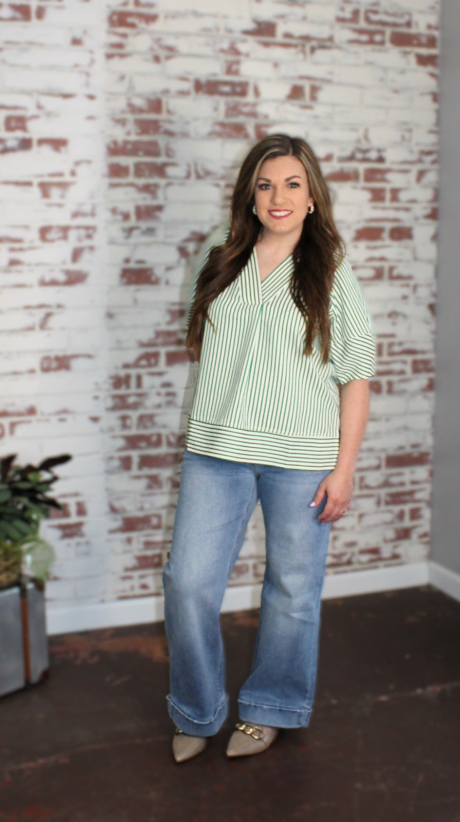 Easy Days Peplum Top - Green