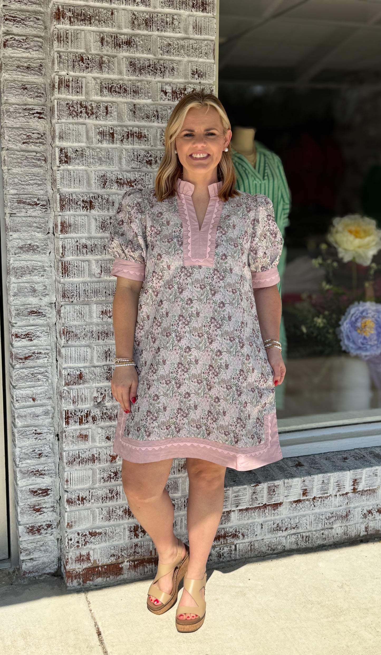 Blush & Bloom Jacquard Dress