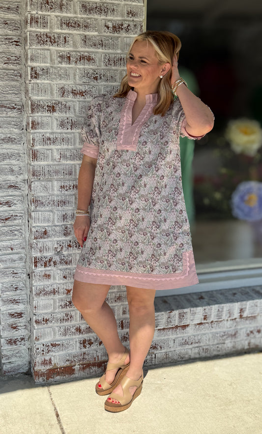 Blush & Bloom Jacquard Dress