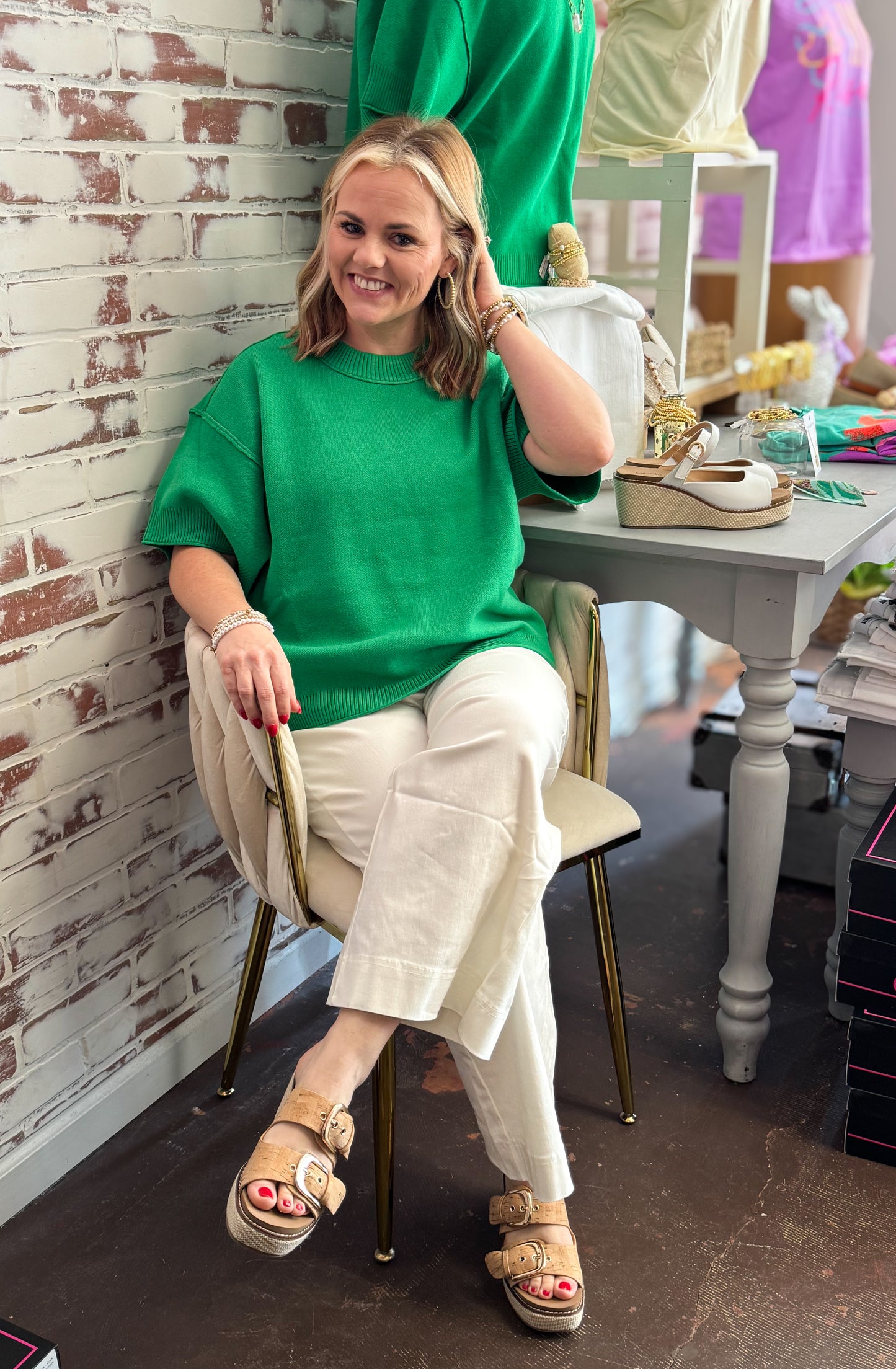 Kelly Green Ease Sweater