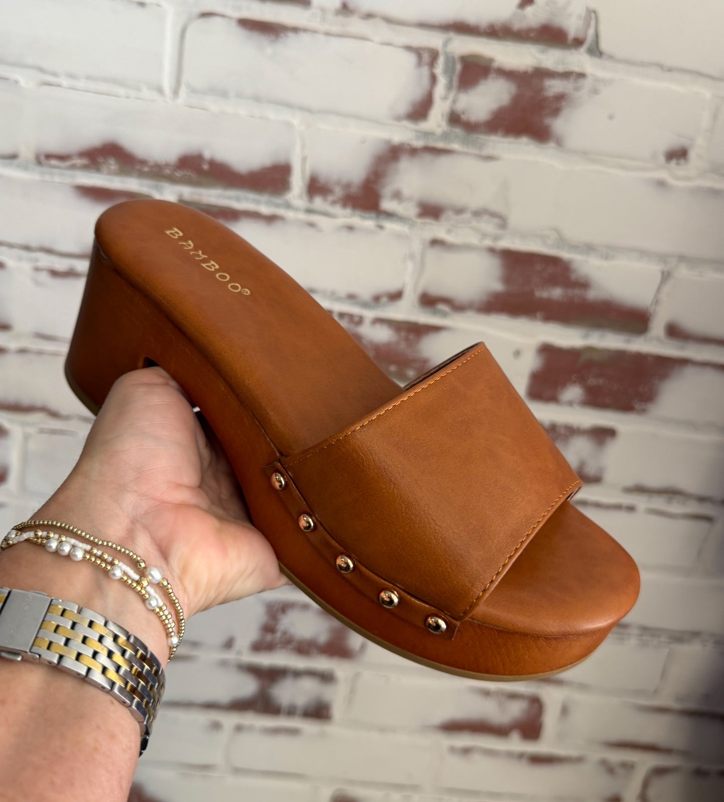 Chestnut Chunky Platform Mule