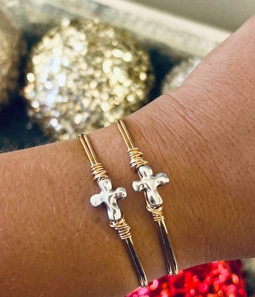 Silver and Gold Cross Bracelet