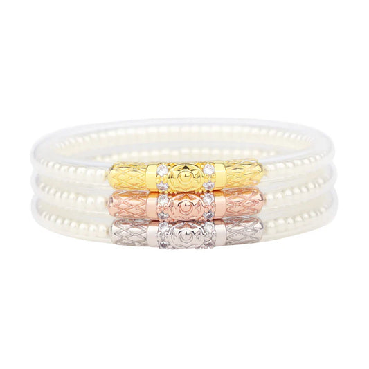 Three Queens All Weather Bangles - White Pearl BuDhaGirl