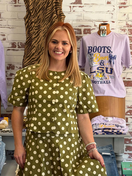 Dot to Dot Top - Olive