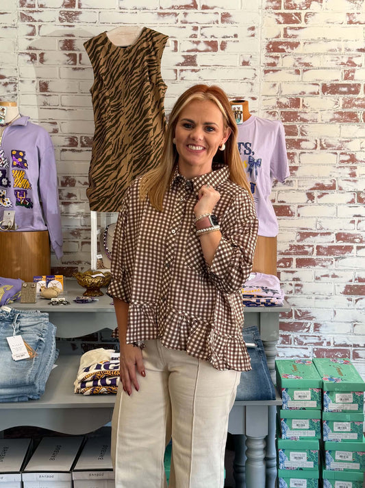 Brown Sugar Gingham Top