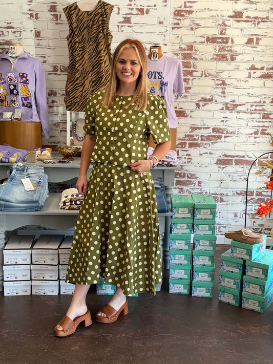 Dot to Top Skirt - Olive