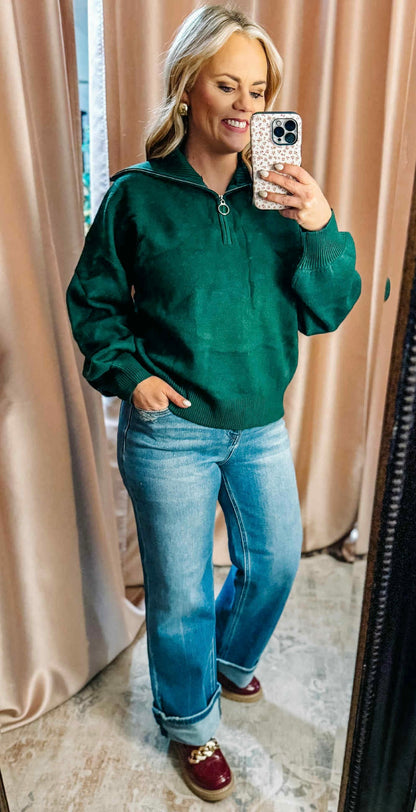Evergreen Cozy Half-Zip