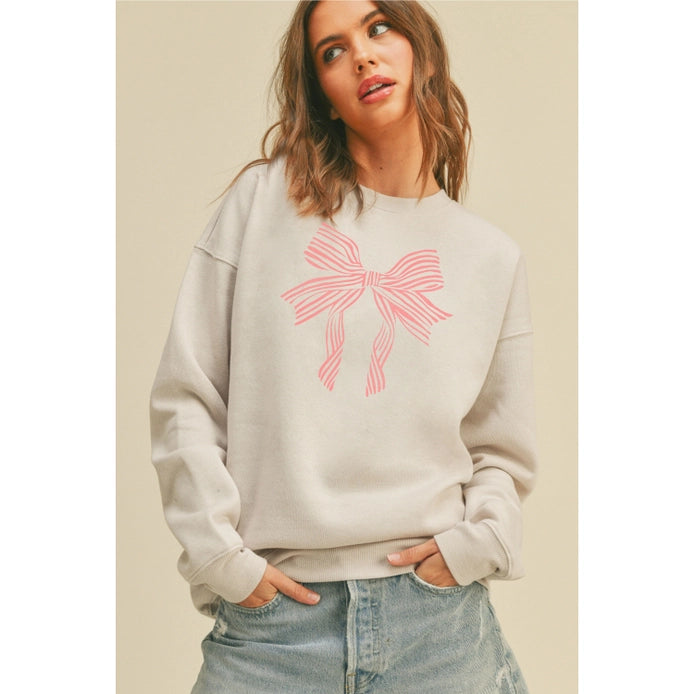 Dusty Heather Bow Sweatshirt