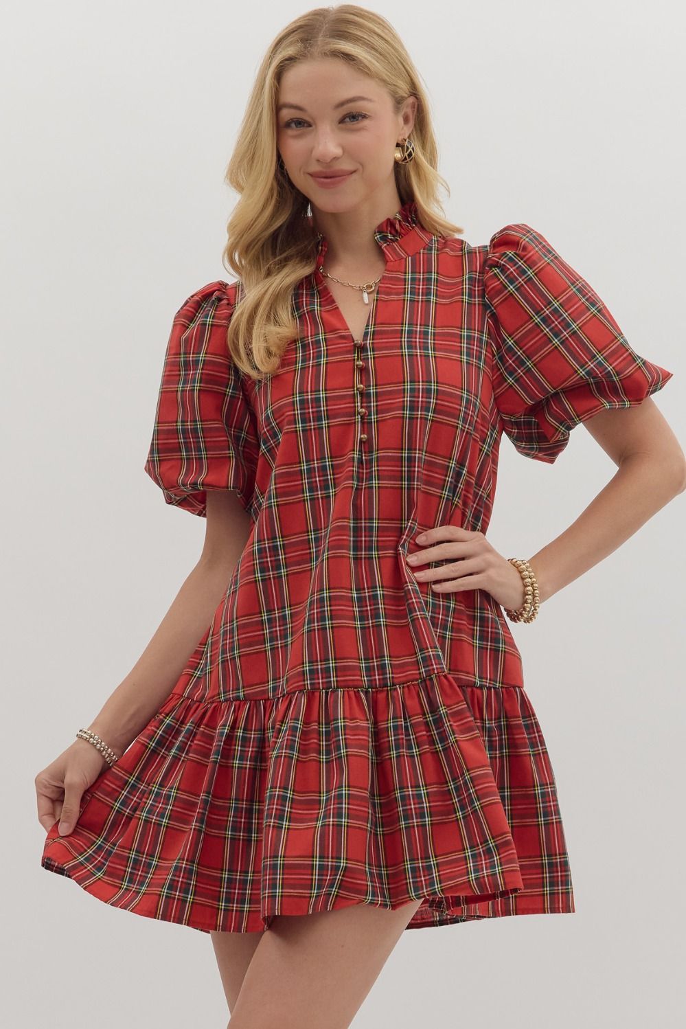 Tinsel & Twirl Plaid Dress