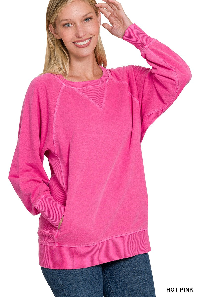 French Terry Pullover - Hot Pink