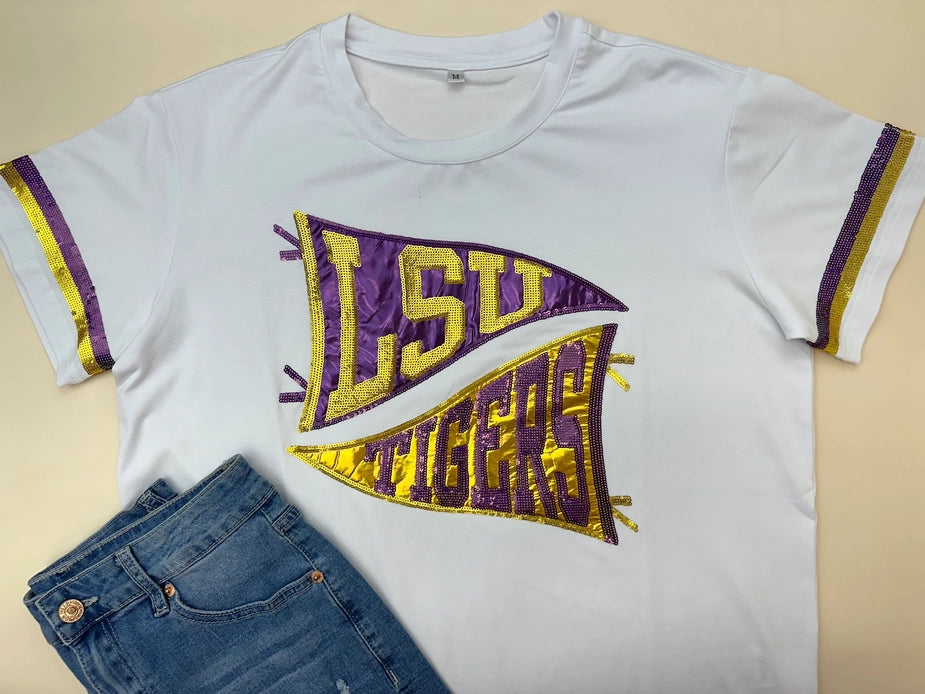 LSU Bling Pennant Top