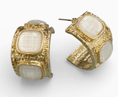 Palazzo Stone Hoops Cream
