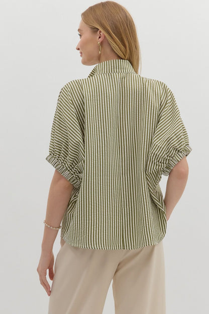 Caramel Stripe Dolman Sleeve Top